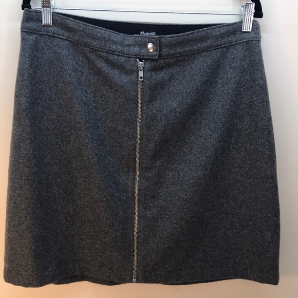 Madewell Gray Wool Mini Skirt with Full Length Front Zipper Size 12 - Picture 2 of 10